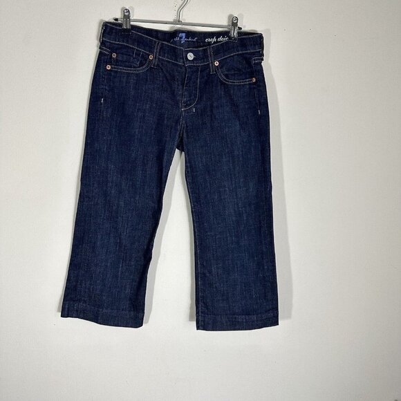 7 For All Mankind Womens 28 Jeans Crop DOJO Denim Blue Pocket Inseam 20 Low Rise - Picture 6 of 6